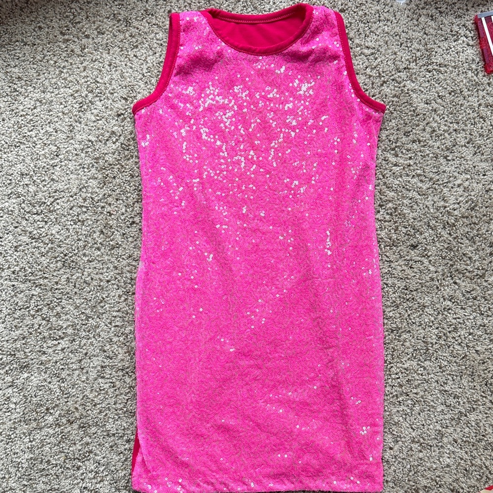 Amazon girls size 5-6 years form fitting Sparkling Pink Sequin Dress